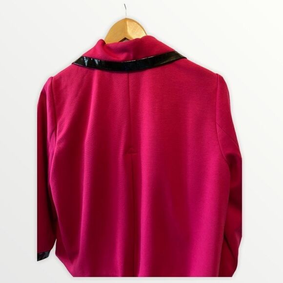 DRESSBARN Pink Crop Blazer Faux Patent LeatherTrim - Picture 5 of 8